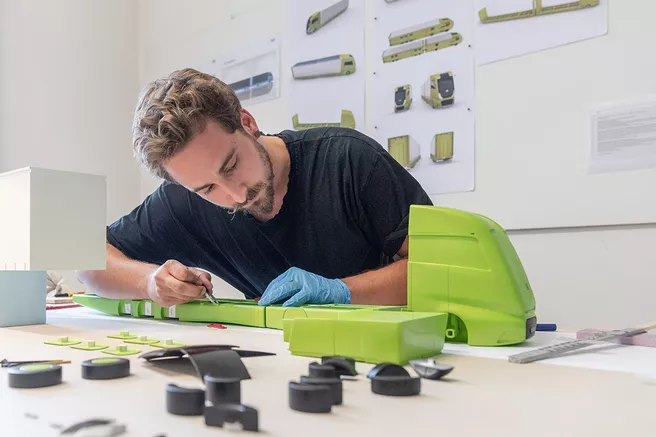 student builds a prototype of a truck driver's cab